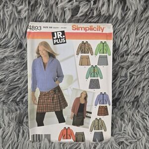 Simplicity 4893 JR. Plus Size BB 23/24-31/32 Mini Skirts & Hoodie Sewing Pattern